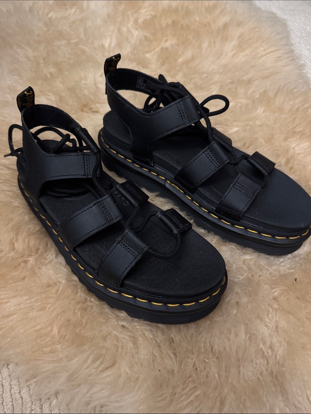 Dr. Martens Black Leather Lace-Up Platform Sandals - Picture 9 of 11